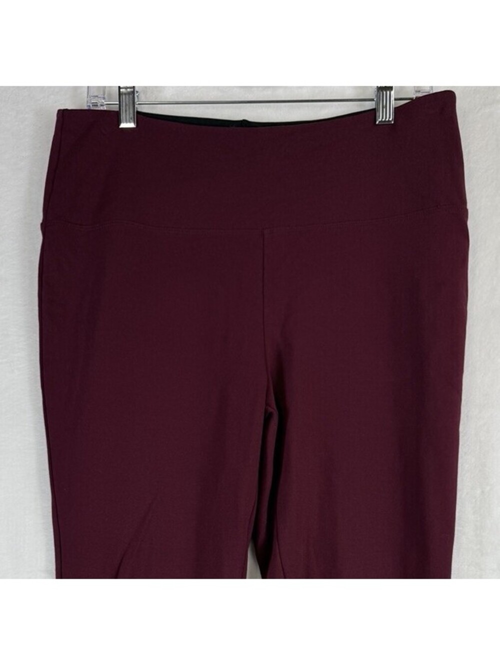 Liz Claiborne Lori Leggings Large Burgundy Red Women Slimming Pull On Ponte Knit